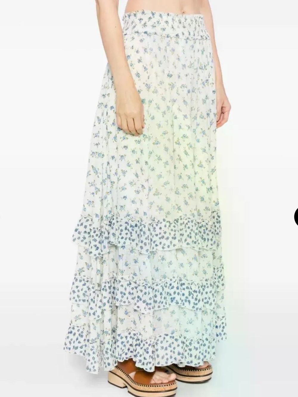 Stunning! Free People One White Floral Tiered Maxi Skirt